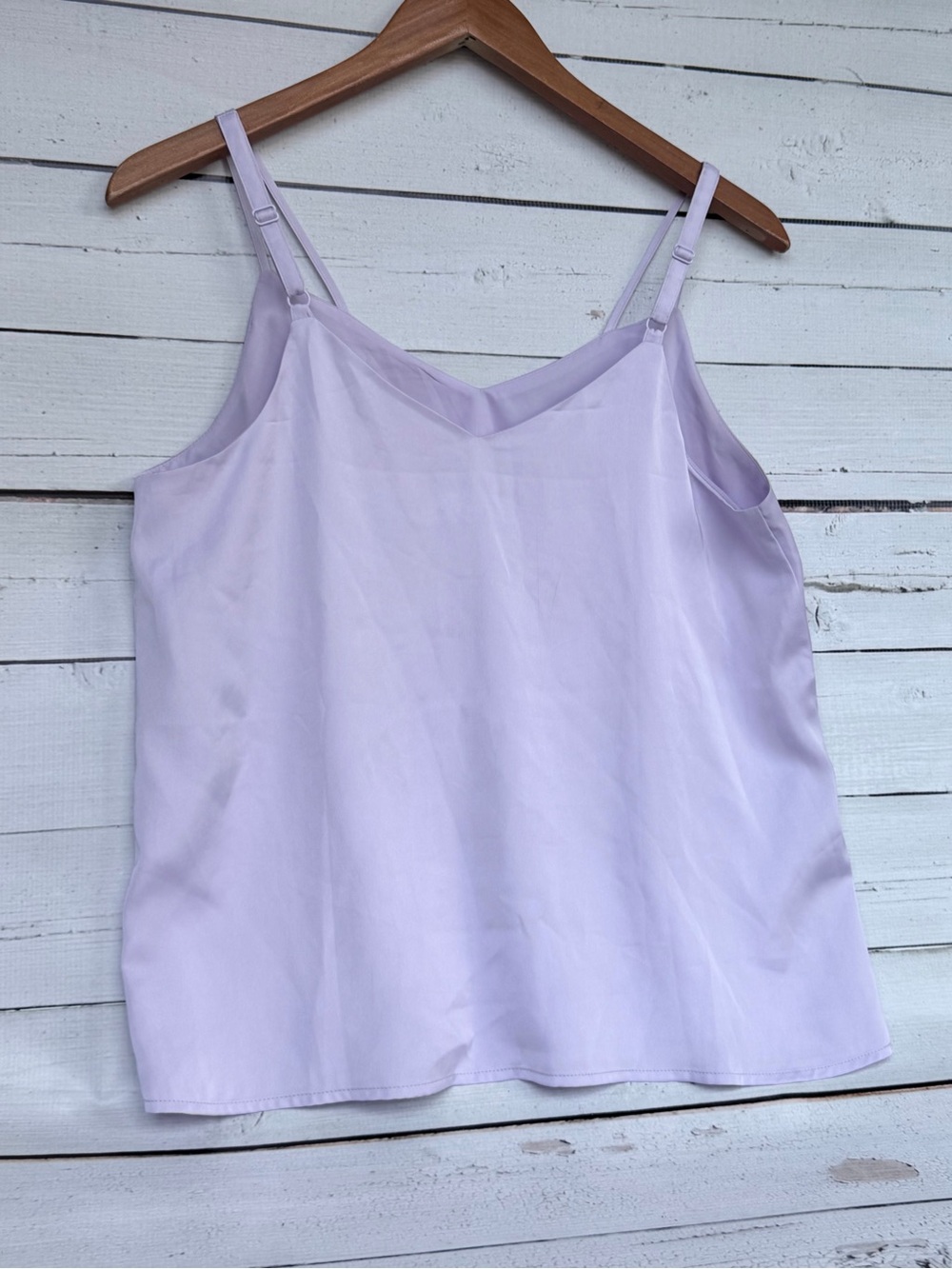 Skies Are Blue Satin V-Neck Double Strap Cami Tank Top - Small